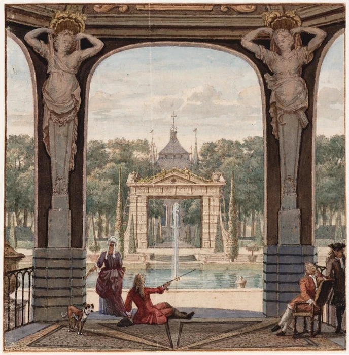 Padiglione nel parco dell'Huis Heemstede vicino a Houten, visto in direzione della Casa - Museo Teylers, Haarlem